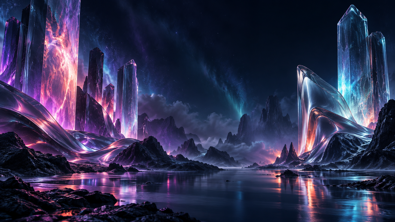 A luminous midnight landscape
